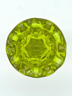 Vintage Italian Midcentury Fluid Murano Vase in Green and Yellow Sommerso Glass