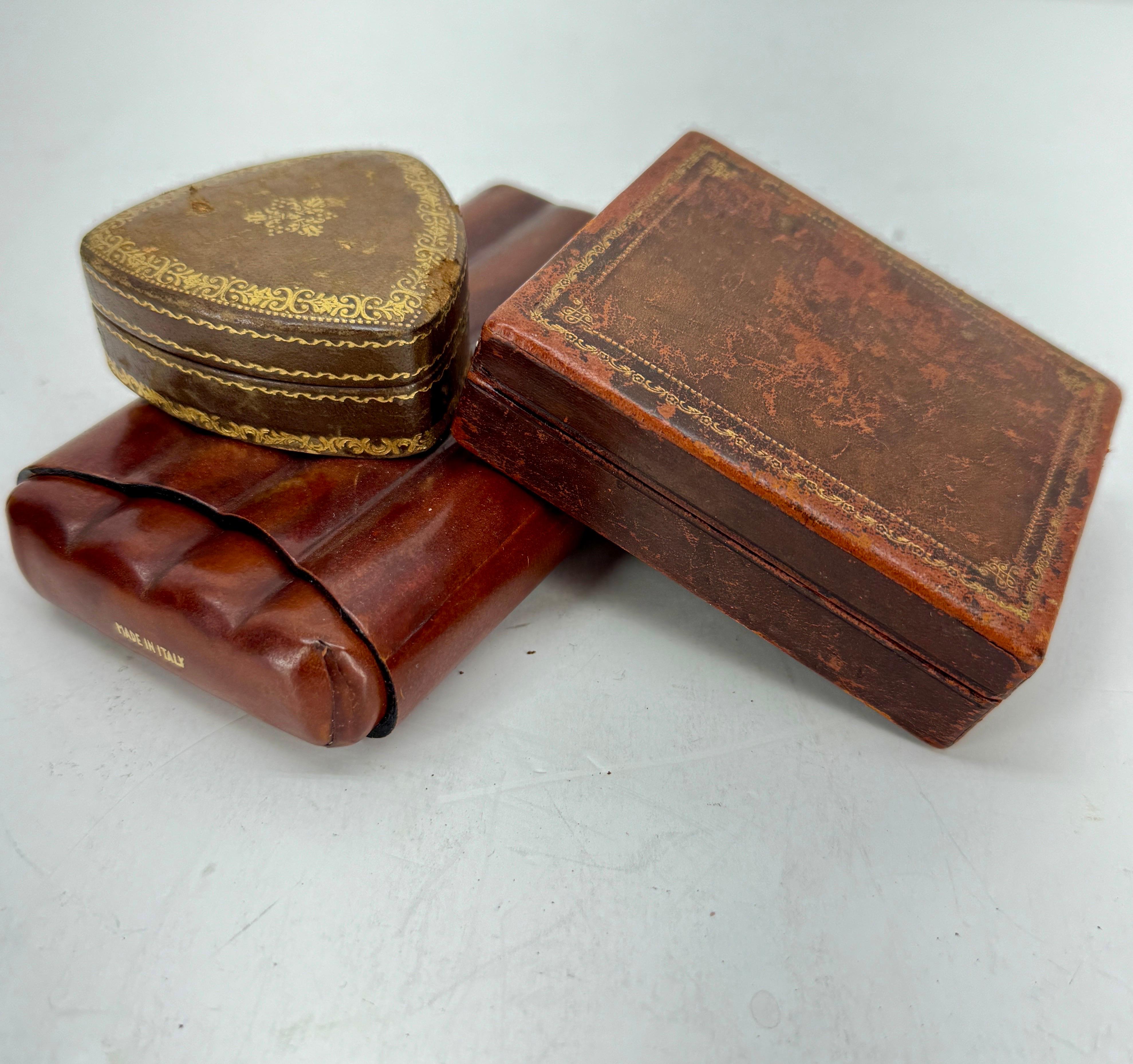 Italienischer Zigarren-Etui-Halter aus Leder aus der Mitte des Jahrhunderts im Zustand „Gut“ im Angebot in Haddonfield, NJ