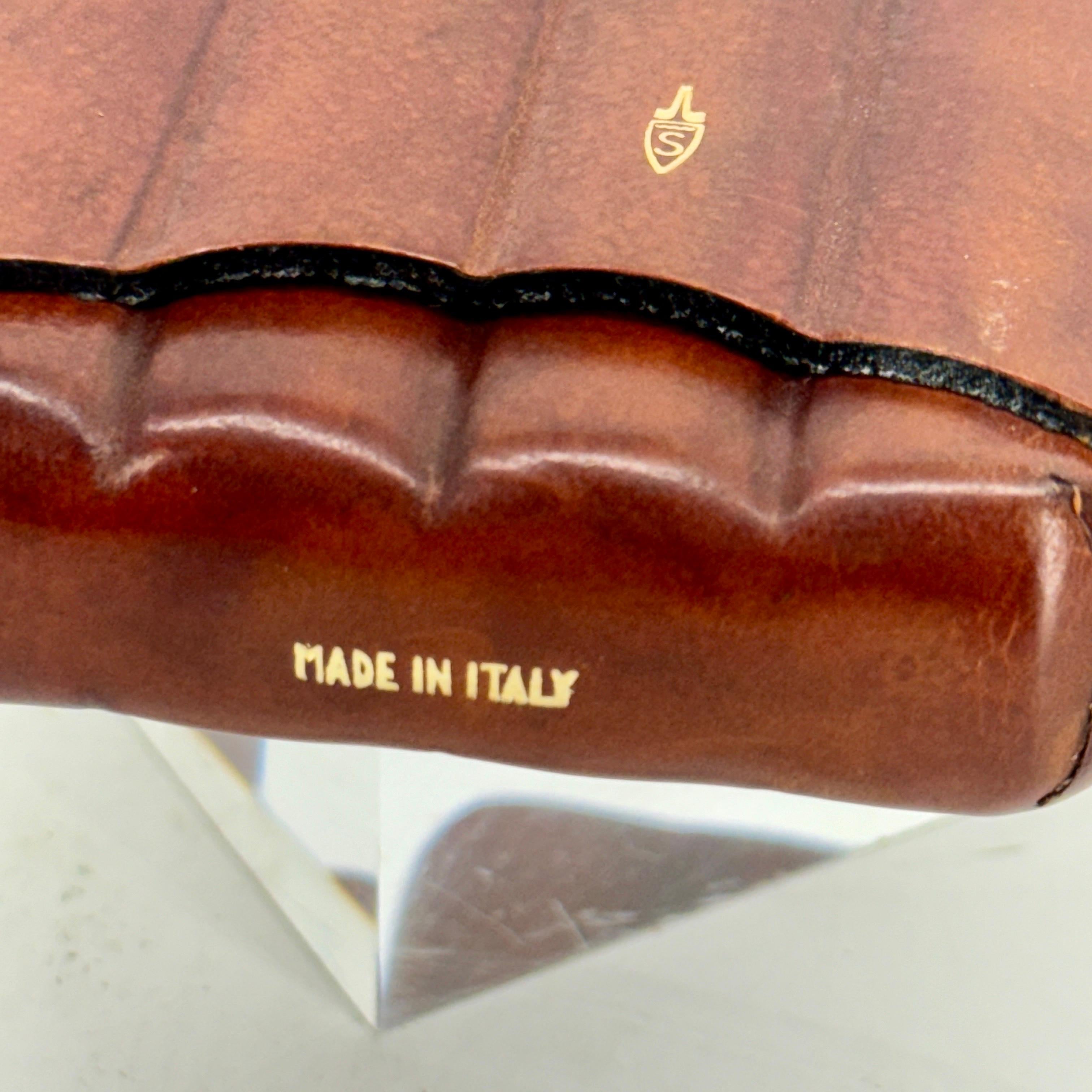 Vintage Italian Mid-Century Leather Cigar Etui Holder For Sale 1