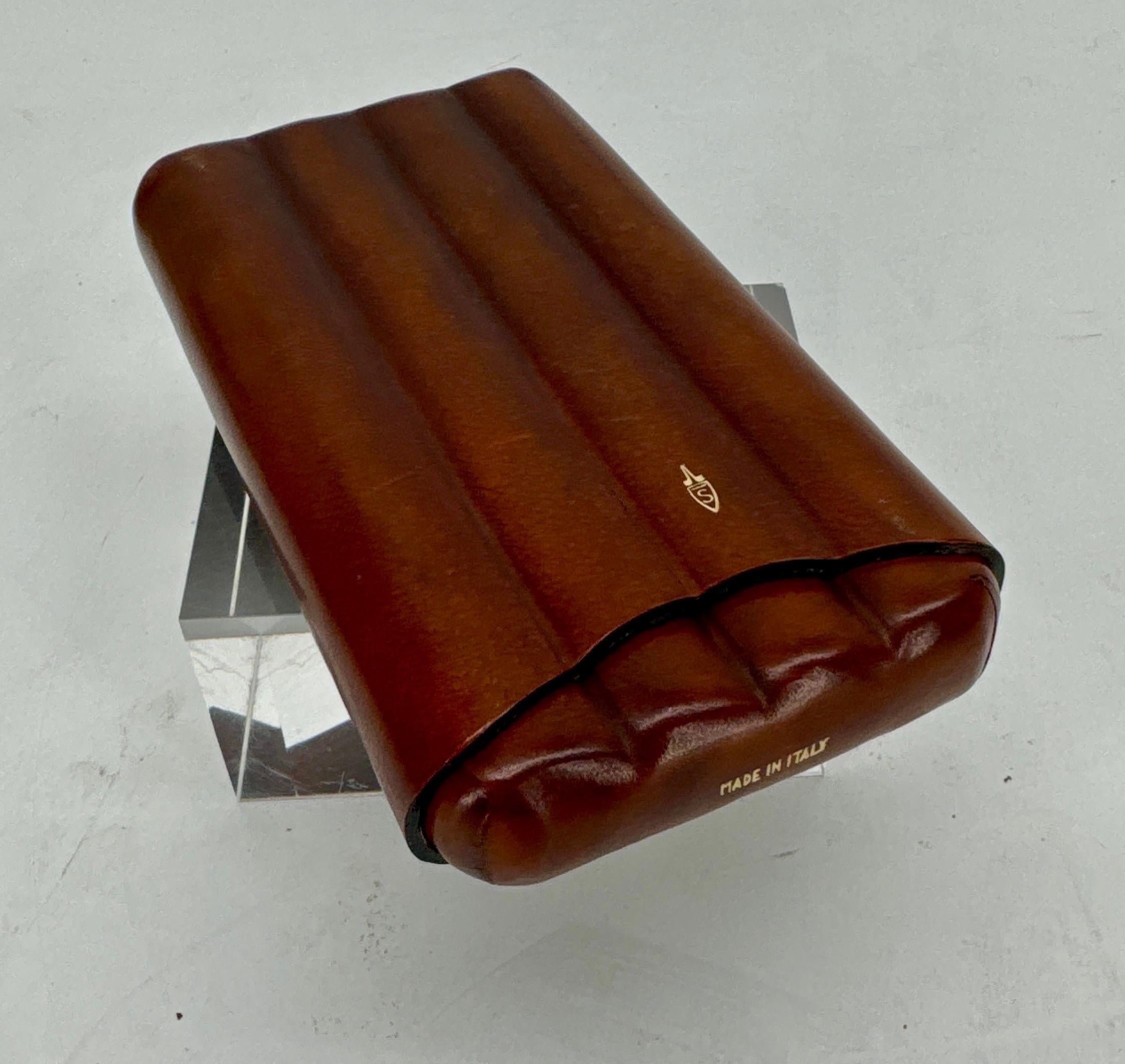 Italienischer Zigarren-Etui-Halter aus Leder aus der Mitte des Jahrhunderts im Angebot 2