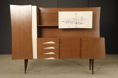 Vintage Italian Mid-Century Modern Cabinet / Bar Credenza with Drop-Down Door