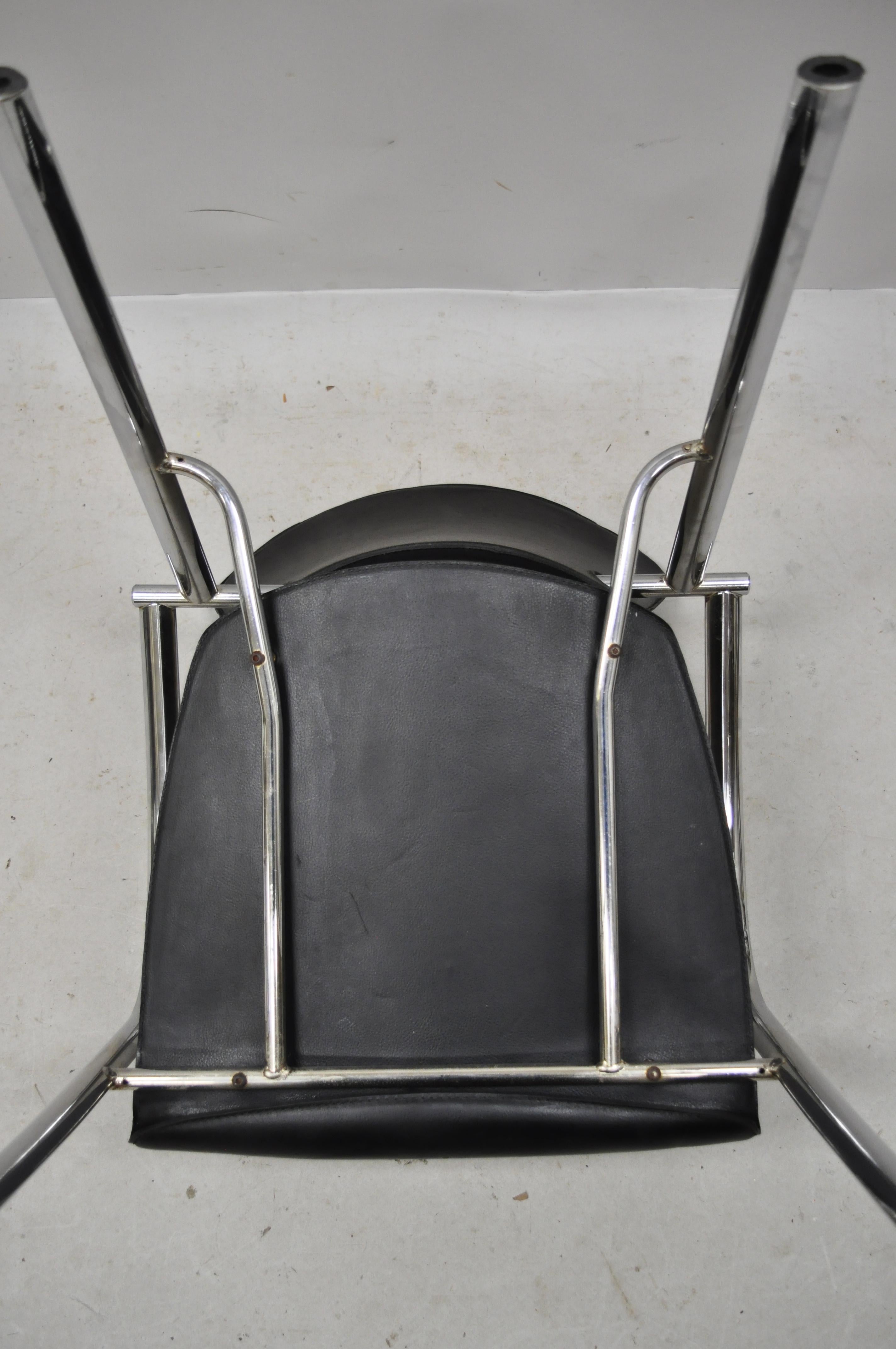 Vintage Italian Mid-Century Modern Chrome Sleek Sculptural Armchairs, a Pair For Sale 6