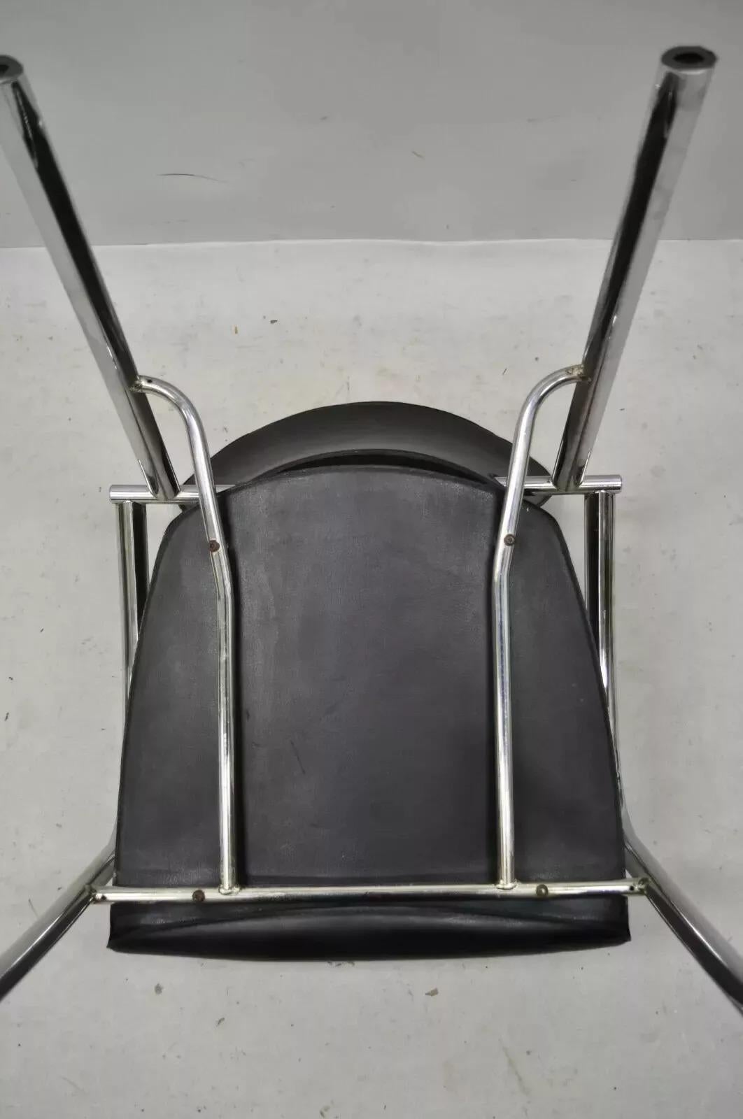 Vintage Italian Mid Century Modern Chrome Sleek Sculptural Arm Chairs - a Pair For Sale 4