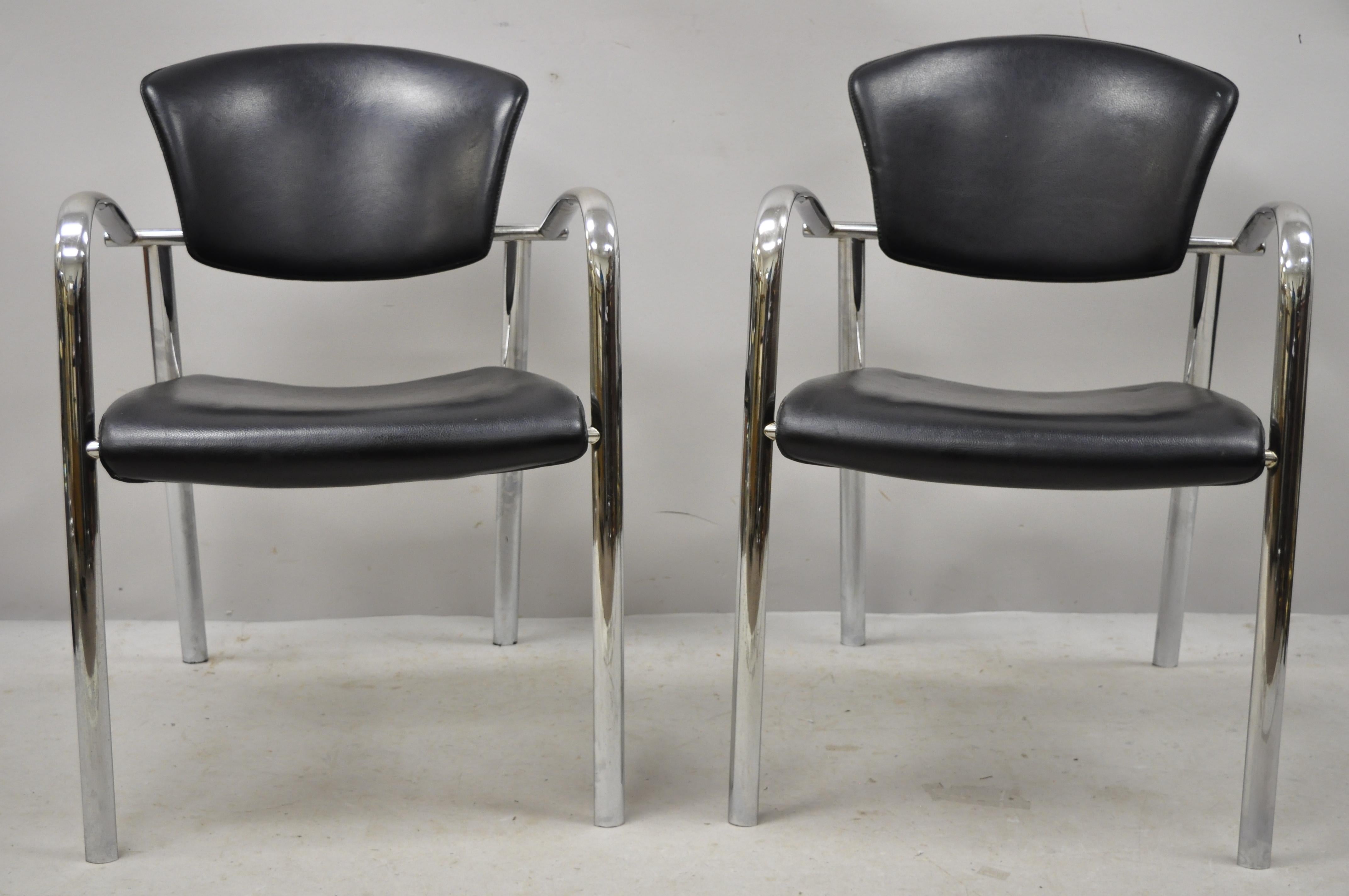 Vintage Italian Mid-Century Modern Chrome Sleek Sculptural Armchairs, a Pair For Sale 7