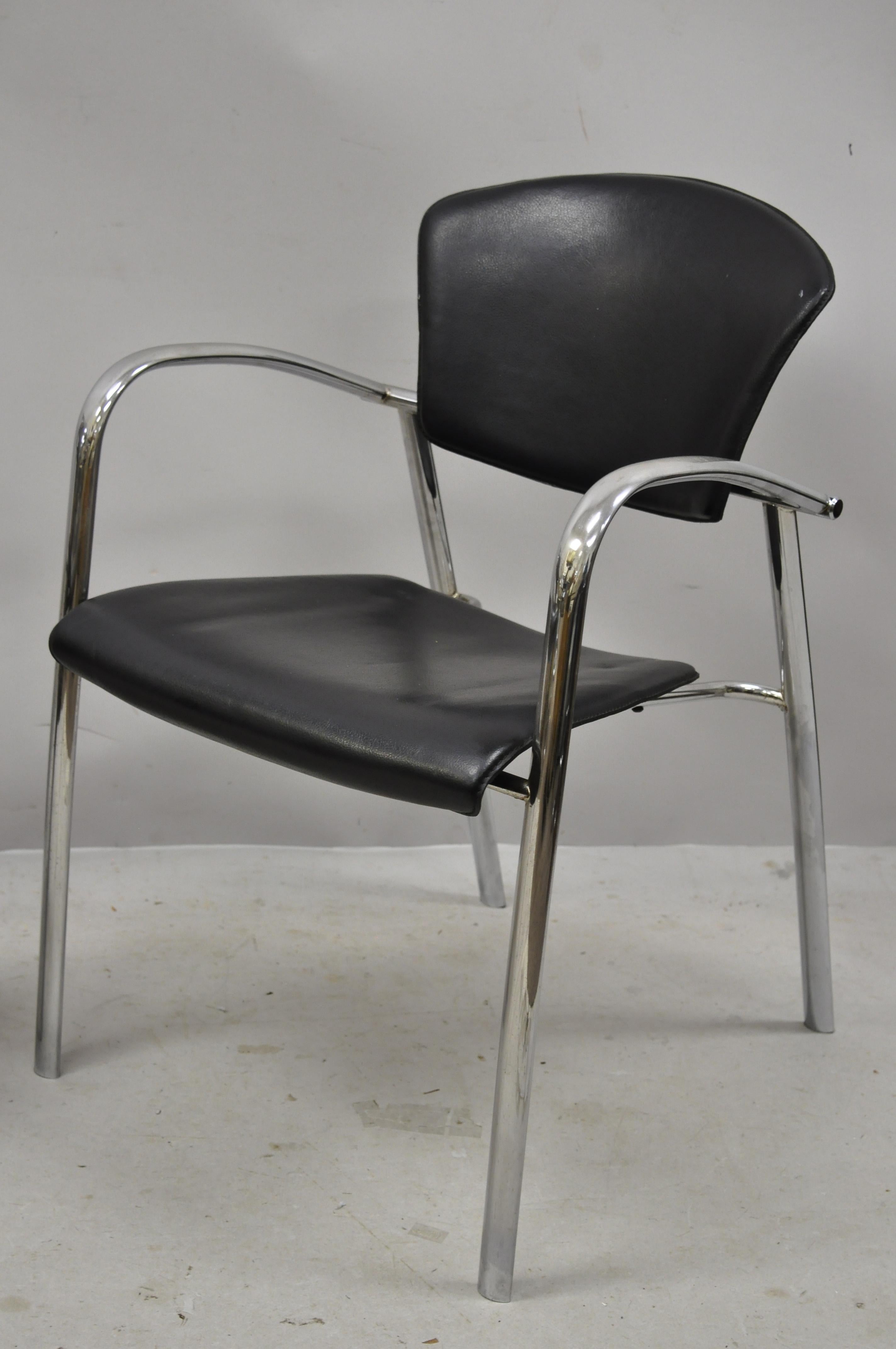Vintage Italian Mid-Century Modern Chrome Sleek Sculptural Armchairs, a Pair In Good Condition For Sale In Philadelphia, PA