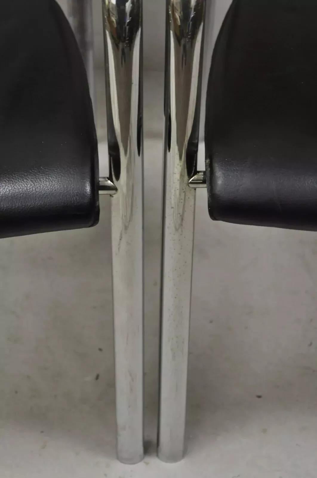 Vintage Italian Mid Century Modern Chrome Sleek Sculptural Arm Chairs - a Pair For Sale 1