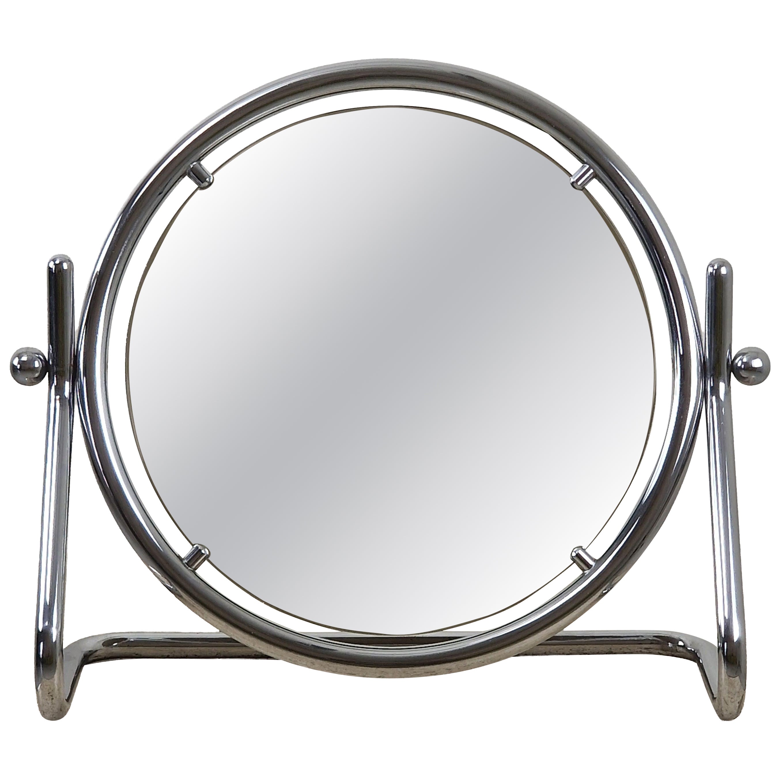 Vintage Italian Mid-Century Modern Chrome Tilting Vanity Mirror – 1970s