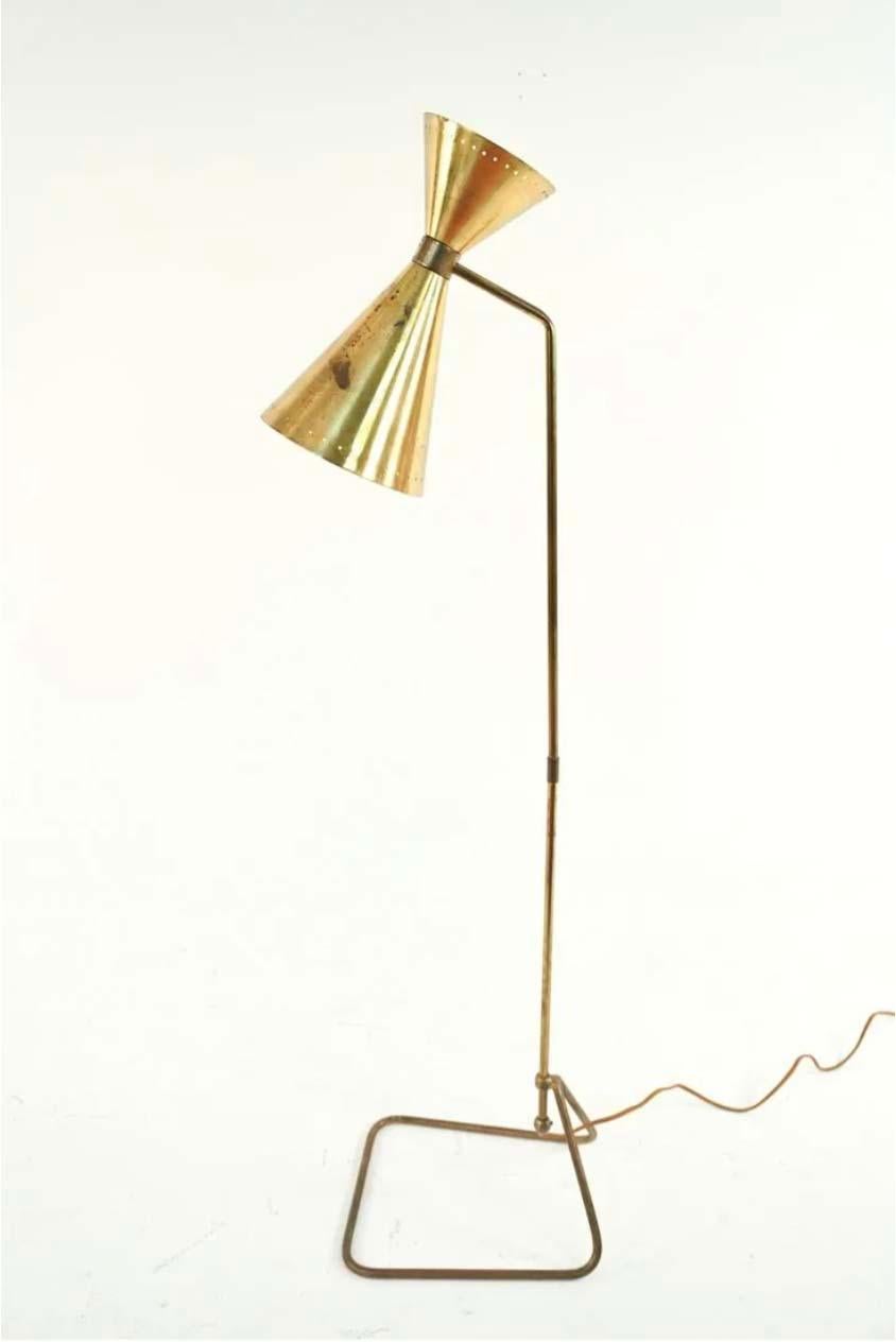 French Vintage Italian Mid-Century Modern Floor Lamp, Jean-Boris Lacroix, Brass 1950's