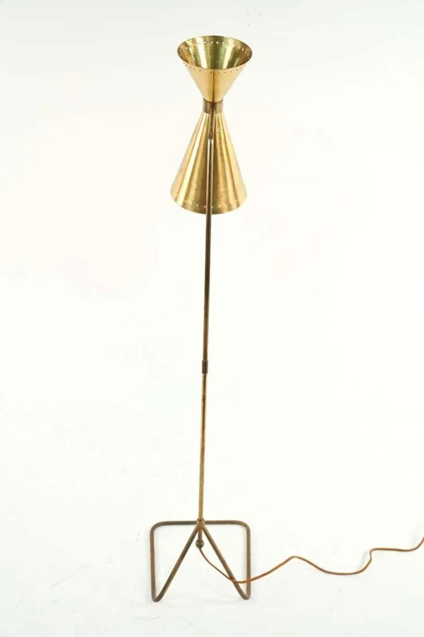 Vintage Italian Mid-Century Modern Floor Lamp, Jean-Boris Lacroix, Brass 1950's In Good Condition In Los Angeles, CA