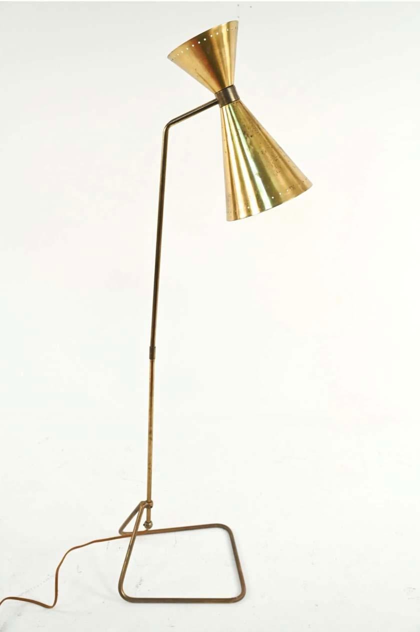 20th Century Vintage Italian Mid-Century Modern Floor Lamp, Jean-Boris Lacroix, Brass 1950's