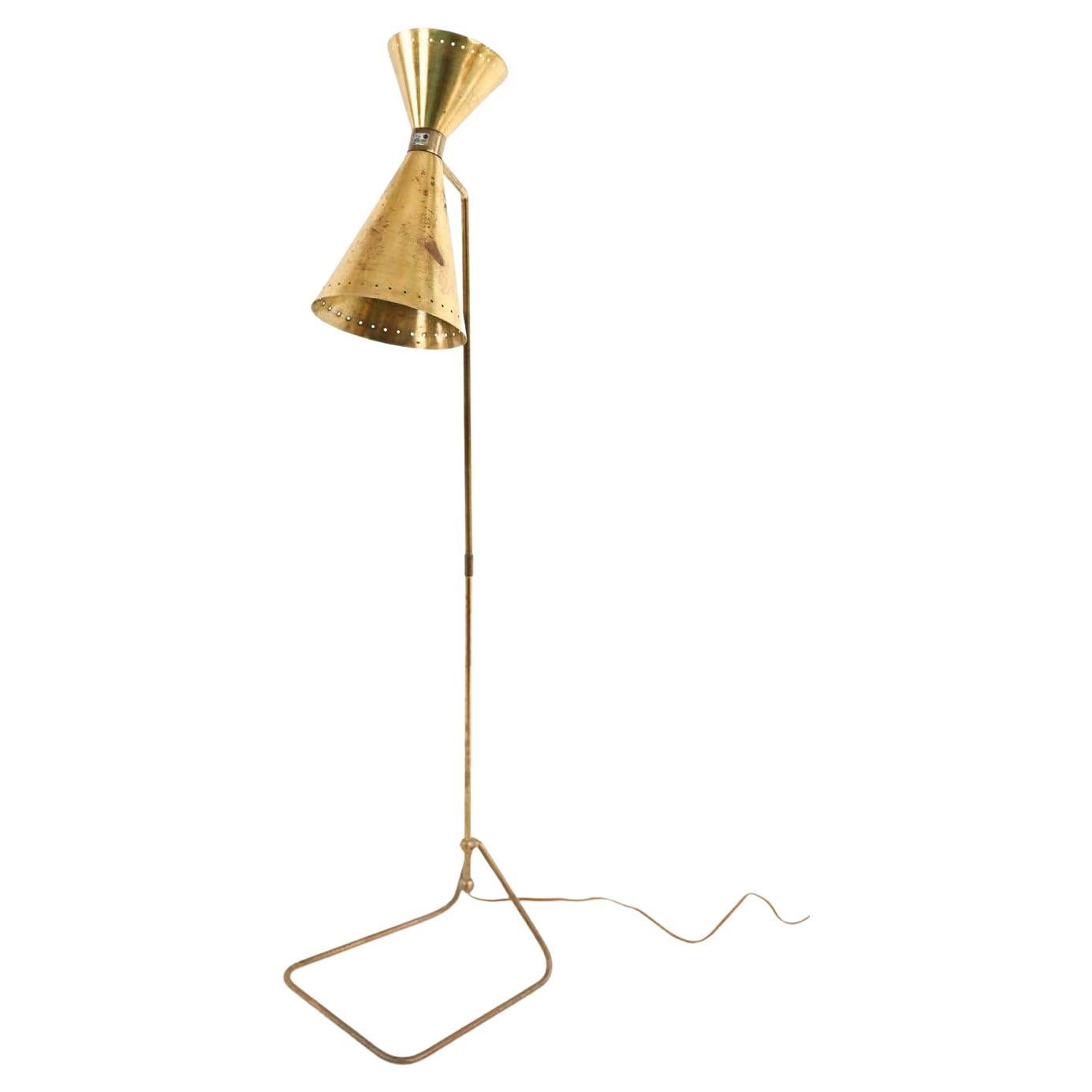 Vintage Italian Mid-Century Modern Floor Lamp, Jean-Boris Lacroix, Brass 1950's