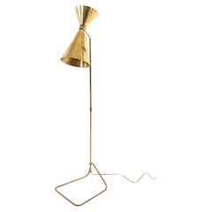 Vintage Italian Mid-Century Modern Floor Lamp, Jean-Boris Lacroix, Brass 1950's