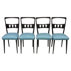 Retro Italian Mid-Century Modern Ico Parisi Style Dining Chairs, Set of 4