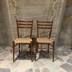 Vintage Italian Mid-Century Modern Ladder-Back Side Chairs Style of Gio Ponti