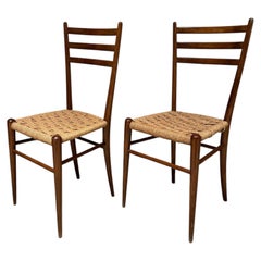 Vintage Italian Mid-Century Modern Ladder-Back Side Chairs Stile Gio Ponti