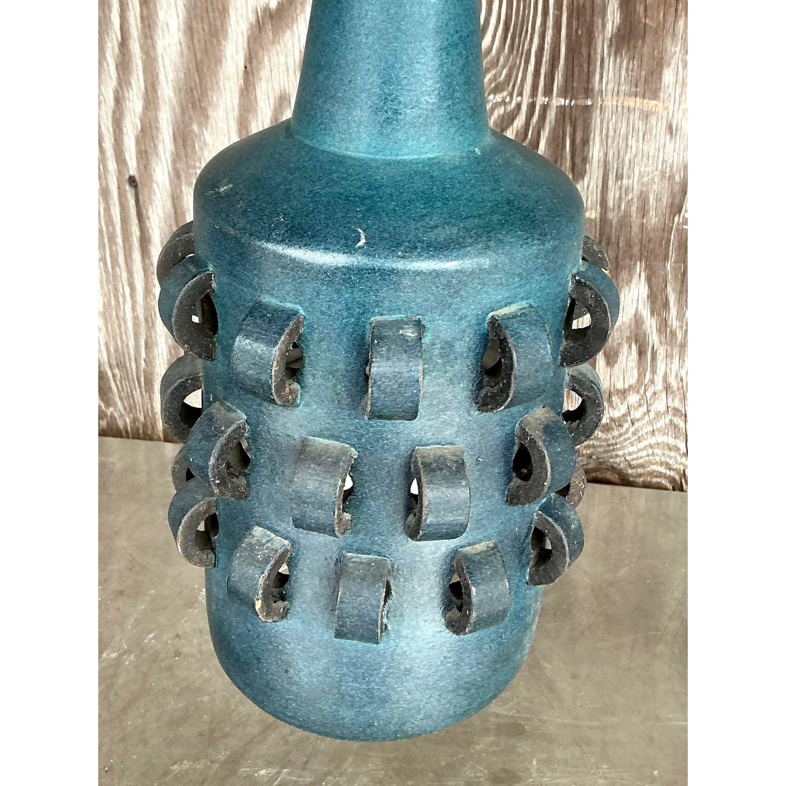 Brutalist Vintage Italian Mid-Century Modern Loop Ceramic Hanging Pendant For Sale