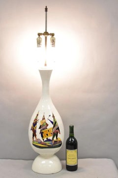 Vintage Italian Mid Century Modern Terracotta Pottery "Peru" Painted Table Lamp