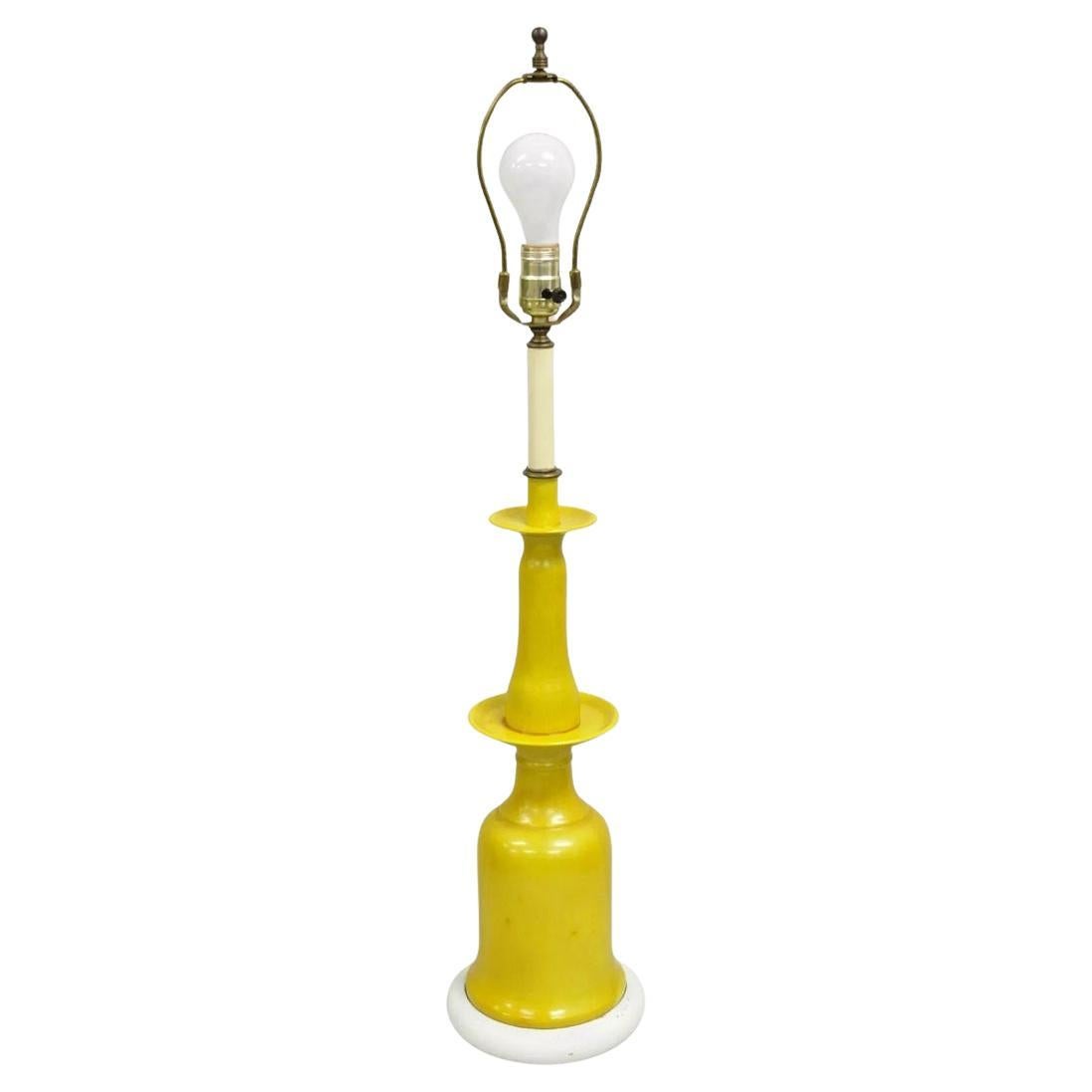 Lampe de bureau Bitossi italienne moderne du milieu du siècle dernier en céramique émaillée jaune