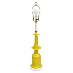 Vintage Italian Mid Century Modern Yellow Glazed Ceramic Bitossi Table Lamp