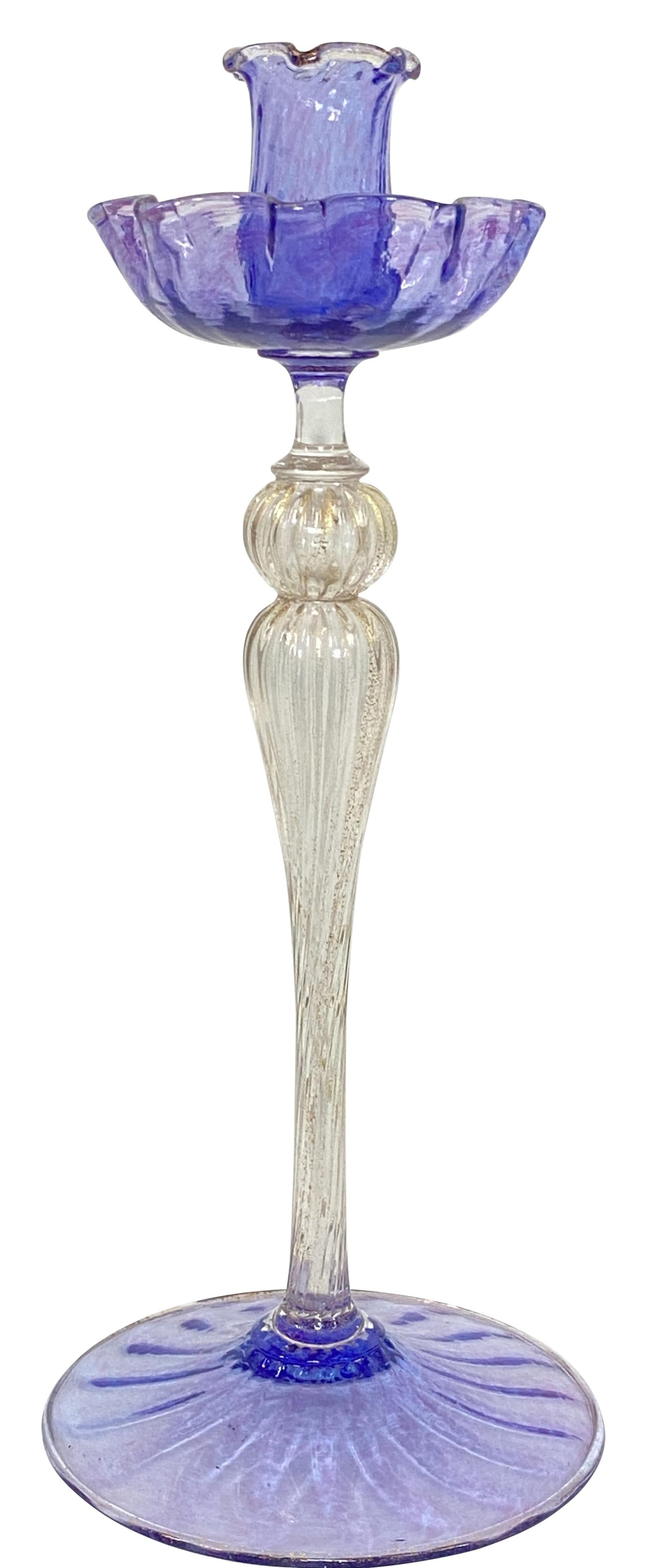 Vintage Italian Mid Century Murano Glass Candlesticks For Sale 5