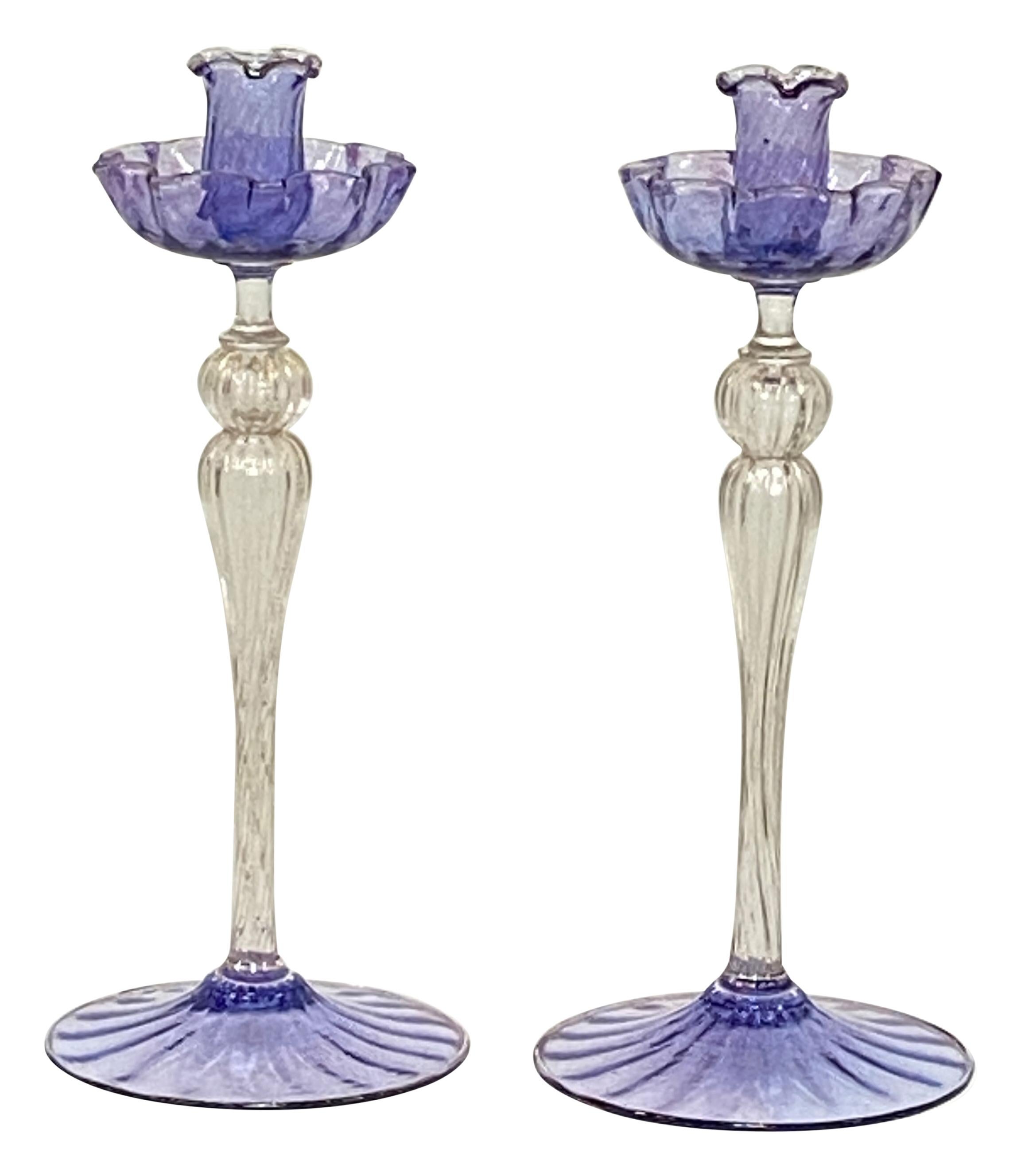 Vintage Italian Mid Century Murano Glas Kerzenständer (20. Jahrhundert) im Angebot