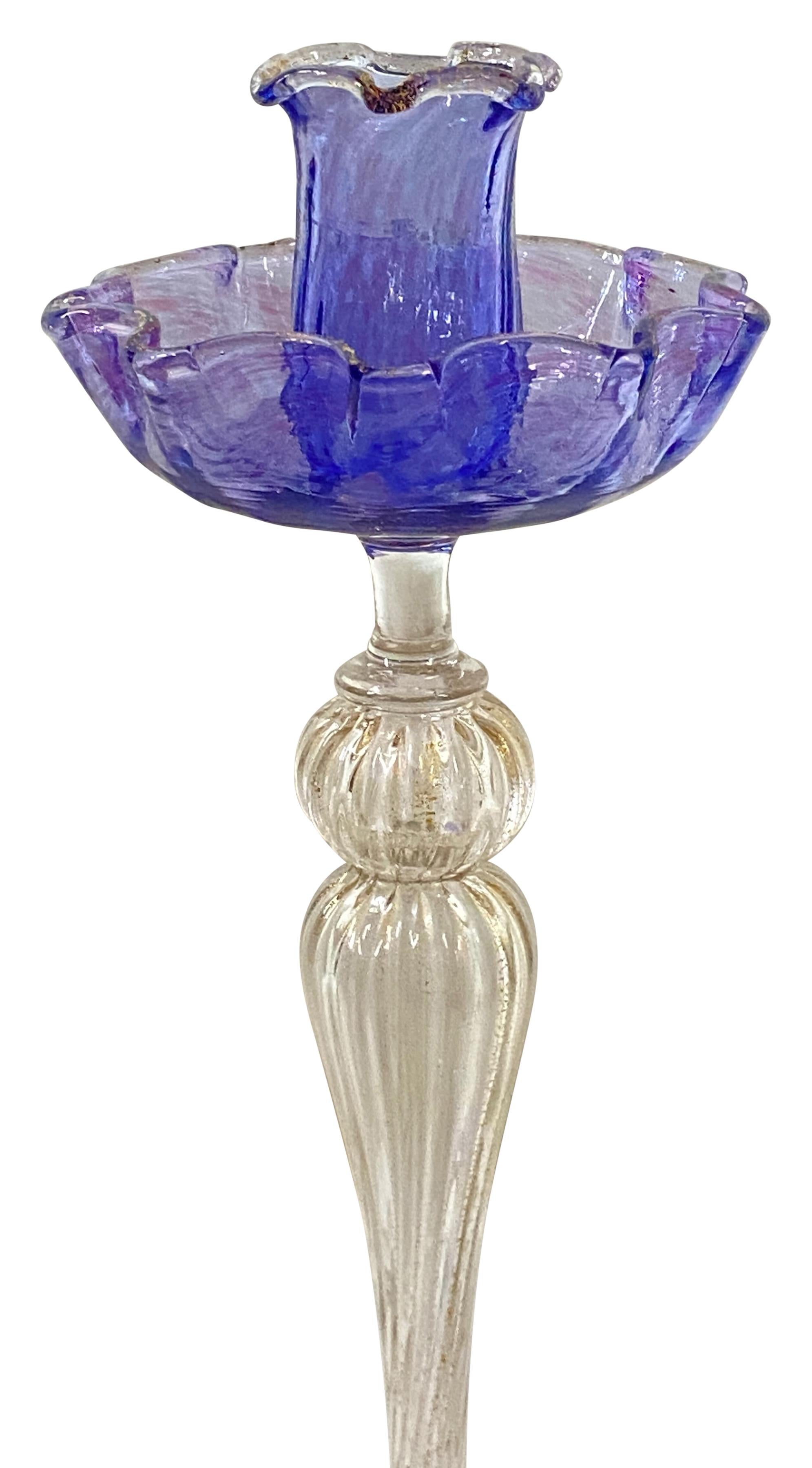 Vintage Italian Mid Century Murano Glass Candlesticks For Sale 4