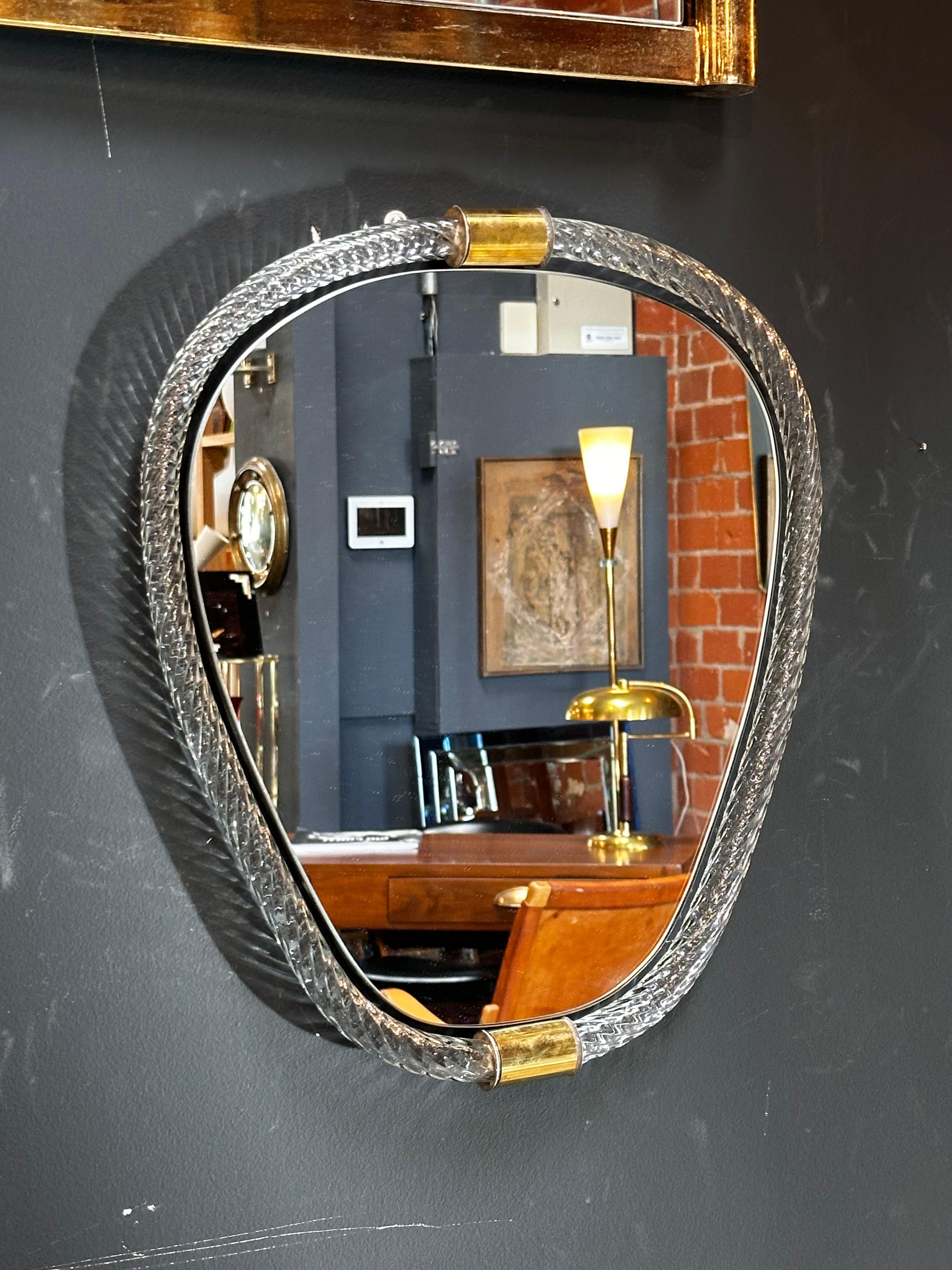 Mid-Century Modern Vintage Italian Mid Century Murano Wall Mirror 1940s For Sale
