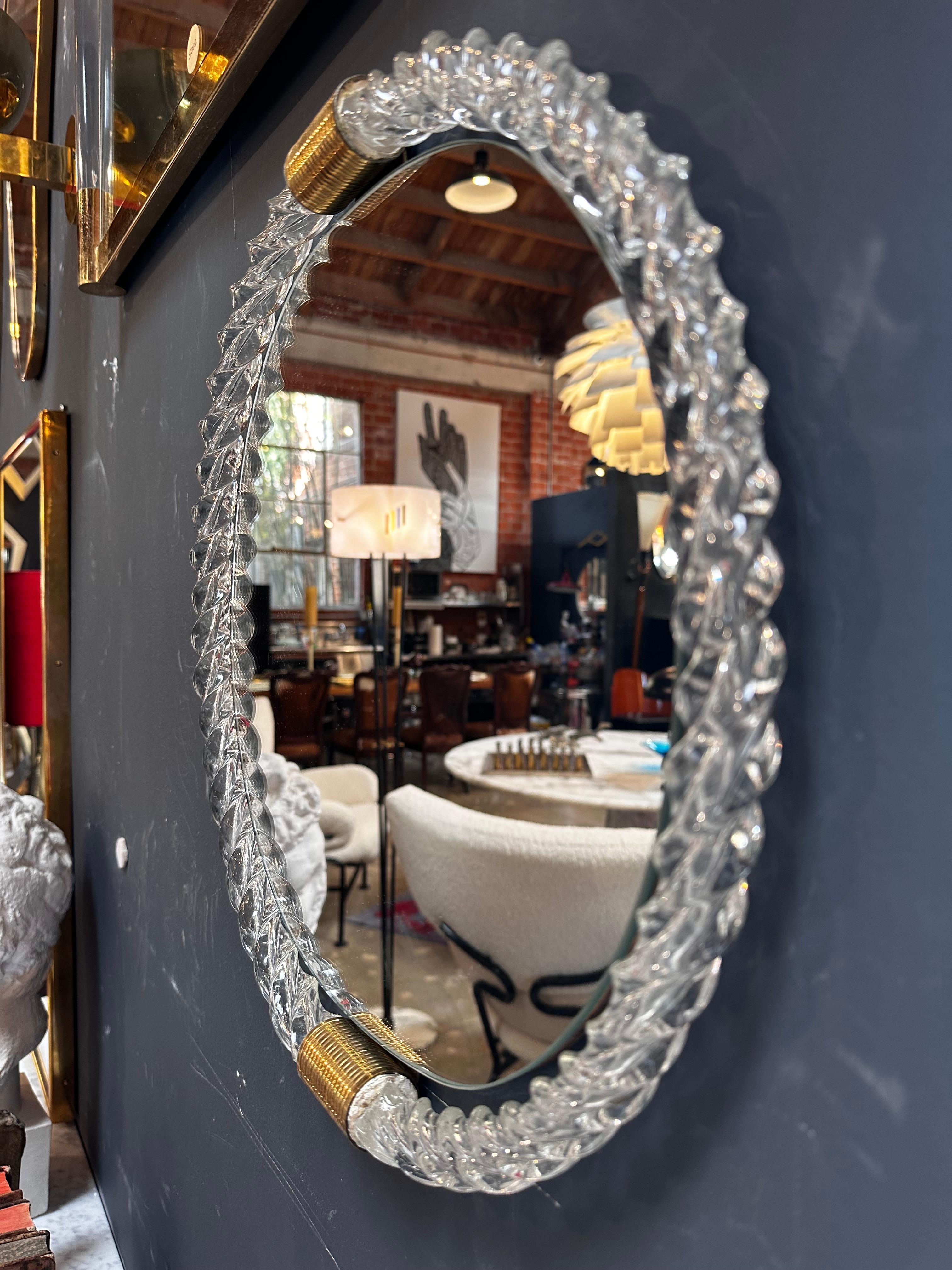 Mid-20th Century Vintage Italian Mid Century Murano Wall Mirror 1940s For Sale