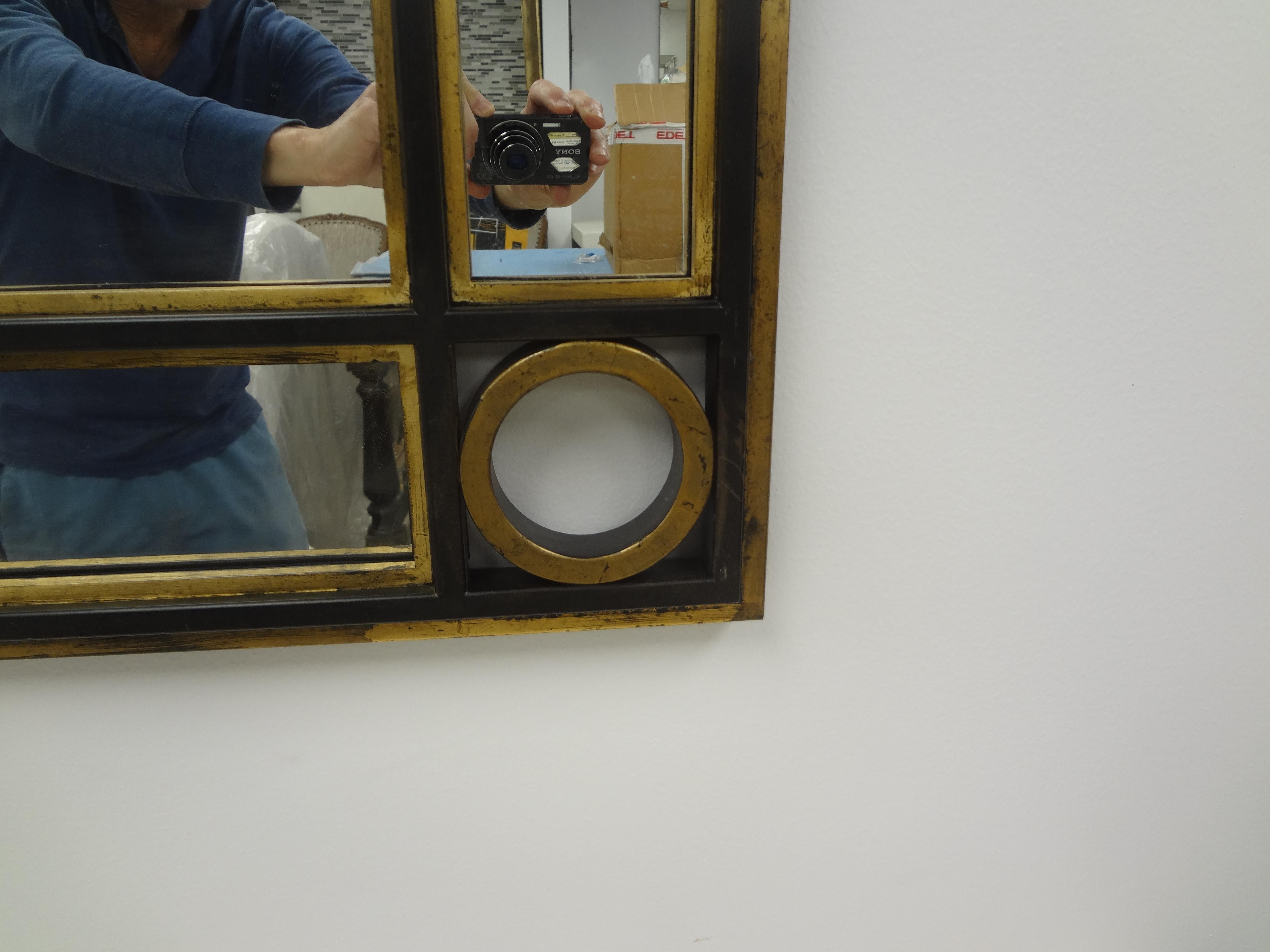 Vintage Italian Mid Century Square Iron Mirror In Good Condition For Sale In Houston, TX
