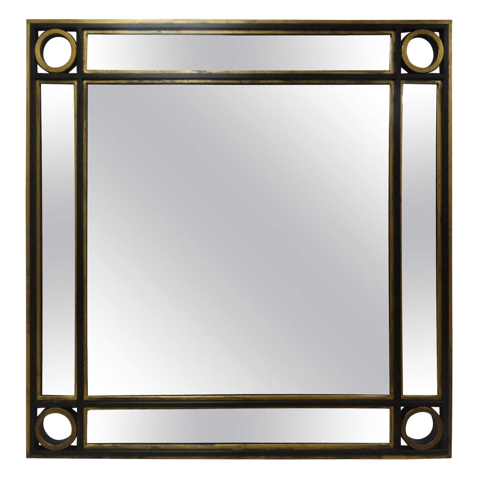 Miroir en fer carré vintage italien du milieu du siècle