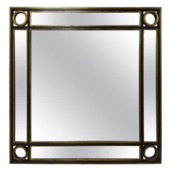 Vintage Italian Mid Century Square Iron Mirror