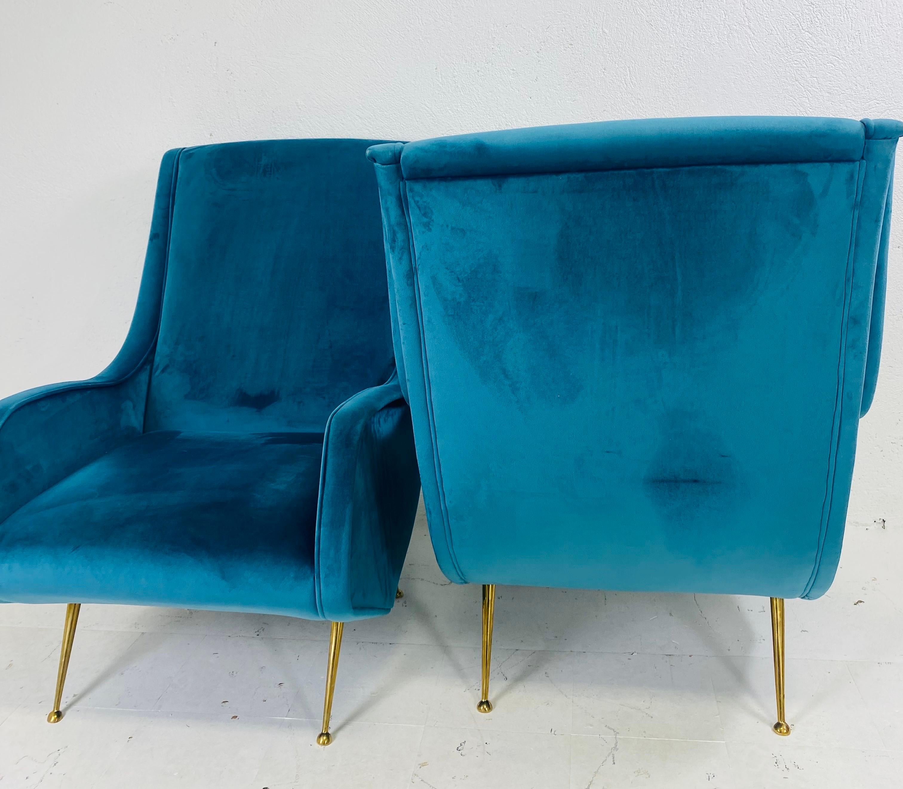 Velvet Vintage Italian mid-century style arm shares/club chairs