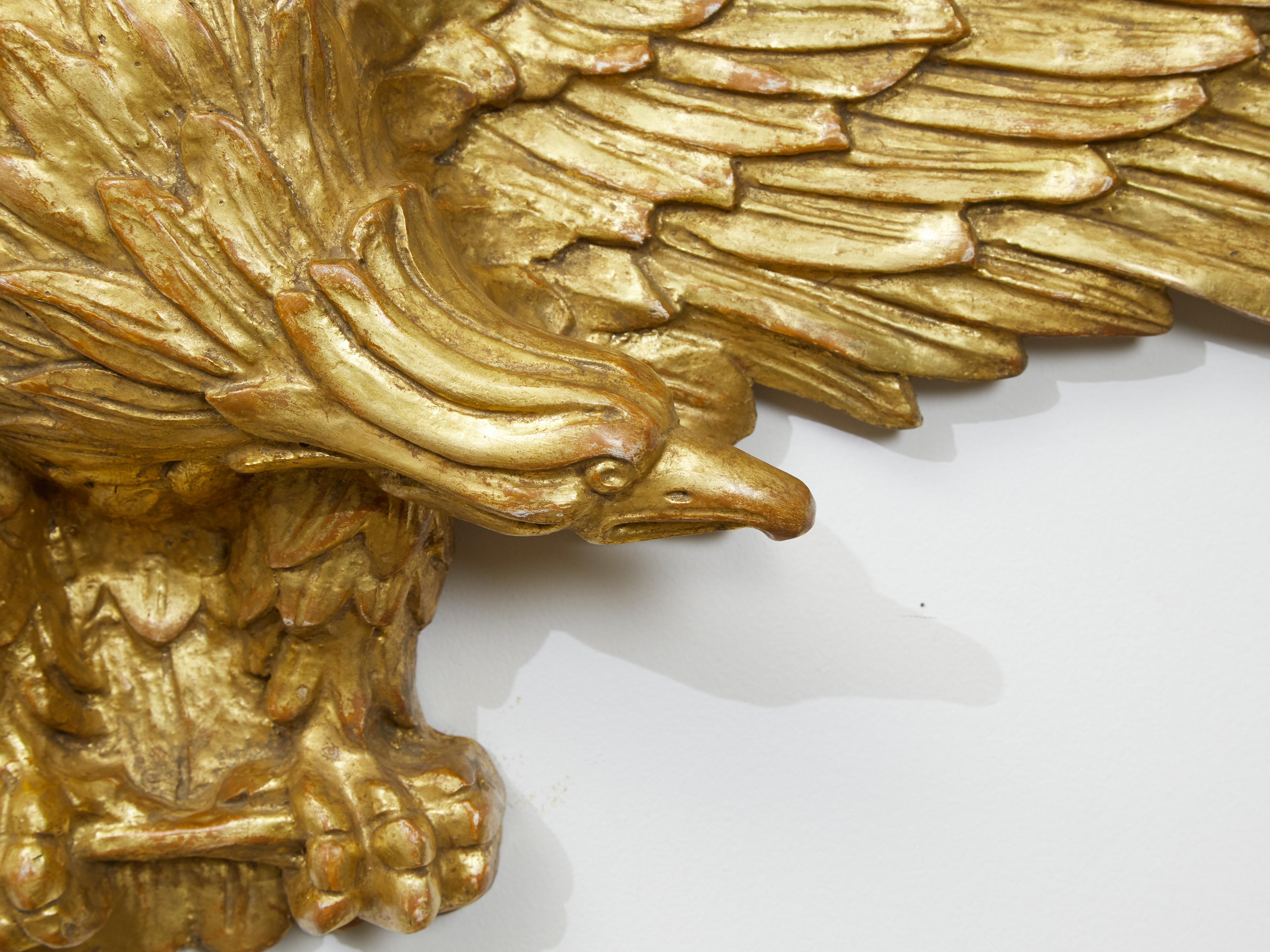 Mid-Century Modern Vintage Italian Midcentury Carved Giltwood Eagle with Extended Wings