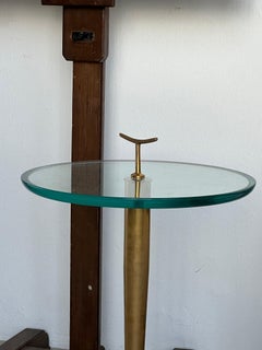 Vintage Italian midcentury end table thick glass top by Giuseppe Ostuni
