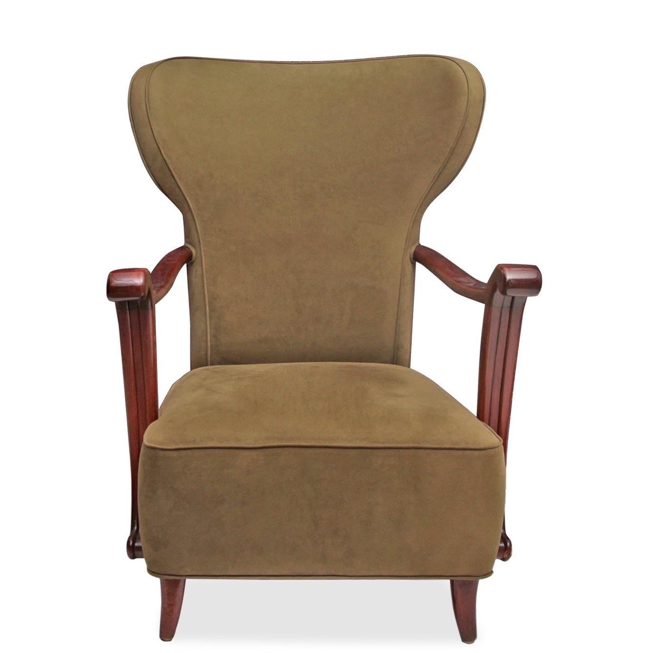Mid-Century Modern Paire de chaises à dossier Wingback vintage italiennes du milieu du siècle dernier en vente