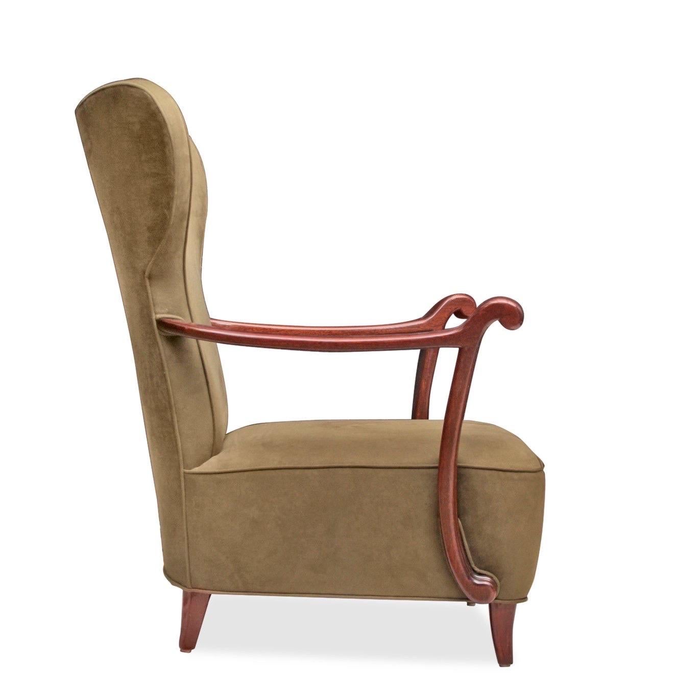 Milieu du XXe siècle Paire de chaises à dossier Wingback vintage italiennes du milieu du siècle dernier en vente