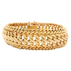 Vintage Italian Milor 14k Yellow Gold Wide Domed Interlocking Curb Link Bracelet