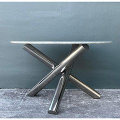 Tavolo italiano d'epoca Minotti in cromo e marmo