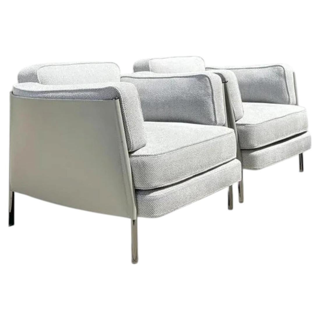 Sillas de salón "Shelley" con armazón de cuero Minotti - Pareja