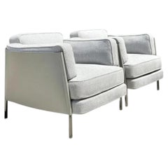 Vintage Italian Minotti Leather Frame “Shelley” Lounge Chairs - A Pair