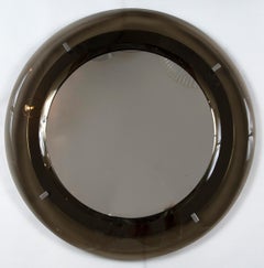 Mid Century Italian Greige Floating Mirror by Cristale Arte