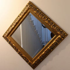 Vintage Italian Mirror Midcentury Giltwood Diamond