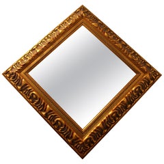 Vintage Italian Mirror Midcentury Giltwood Diamond
