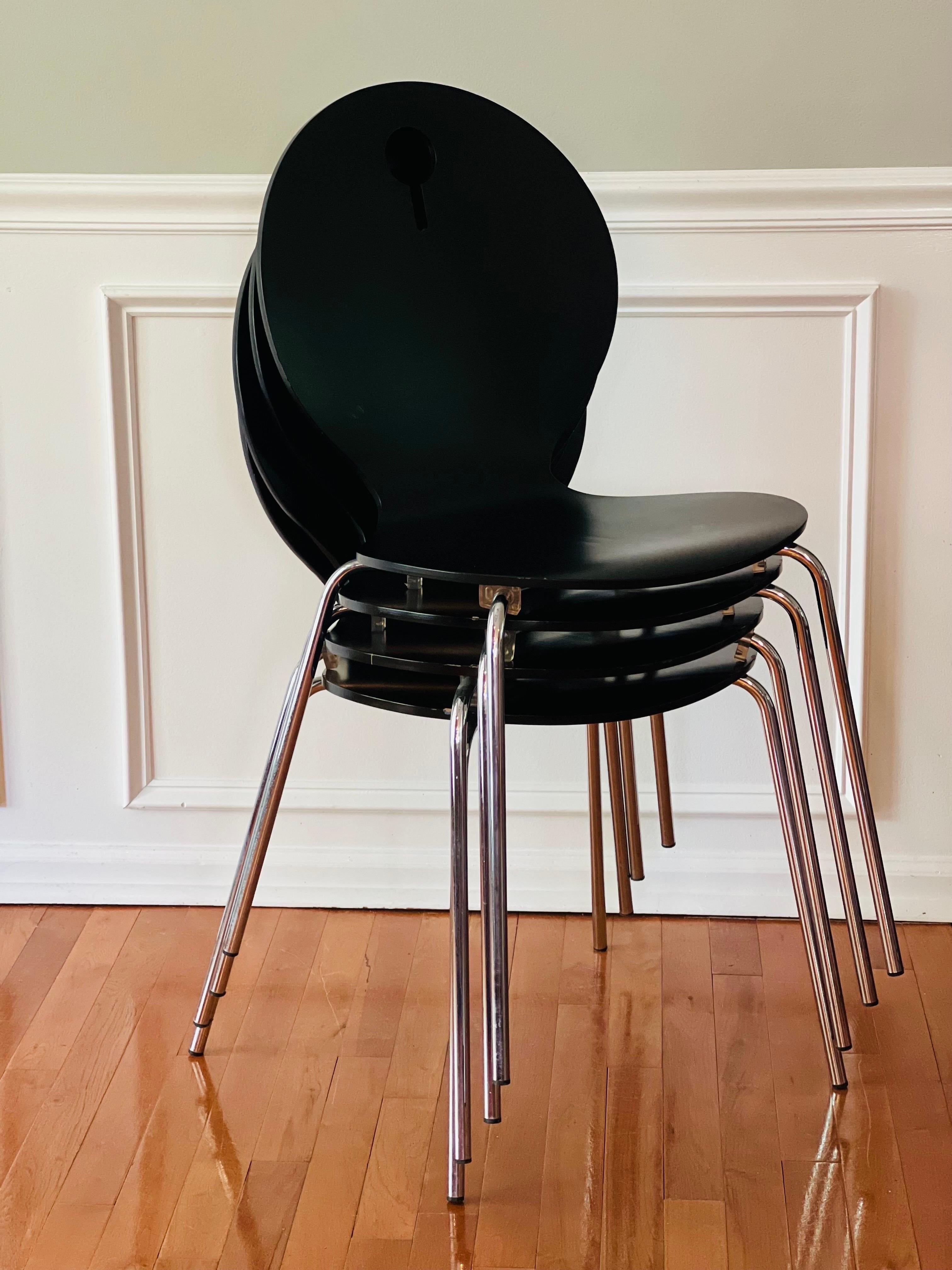 Italienische moderne stapelbare Vintage-Stühle aus Bugholz von Calligaris, 4er-Set im Angebot 6