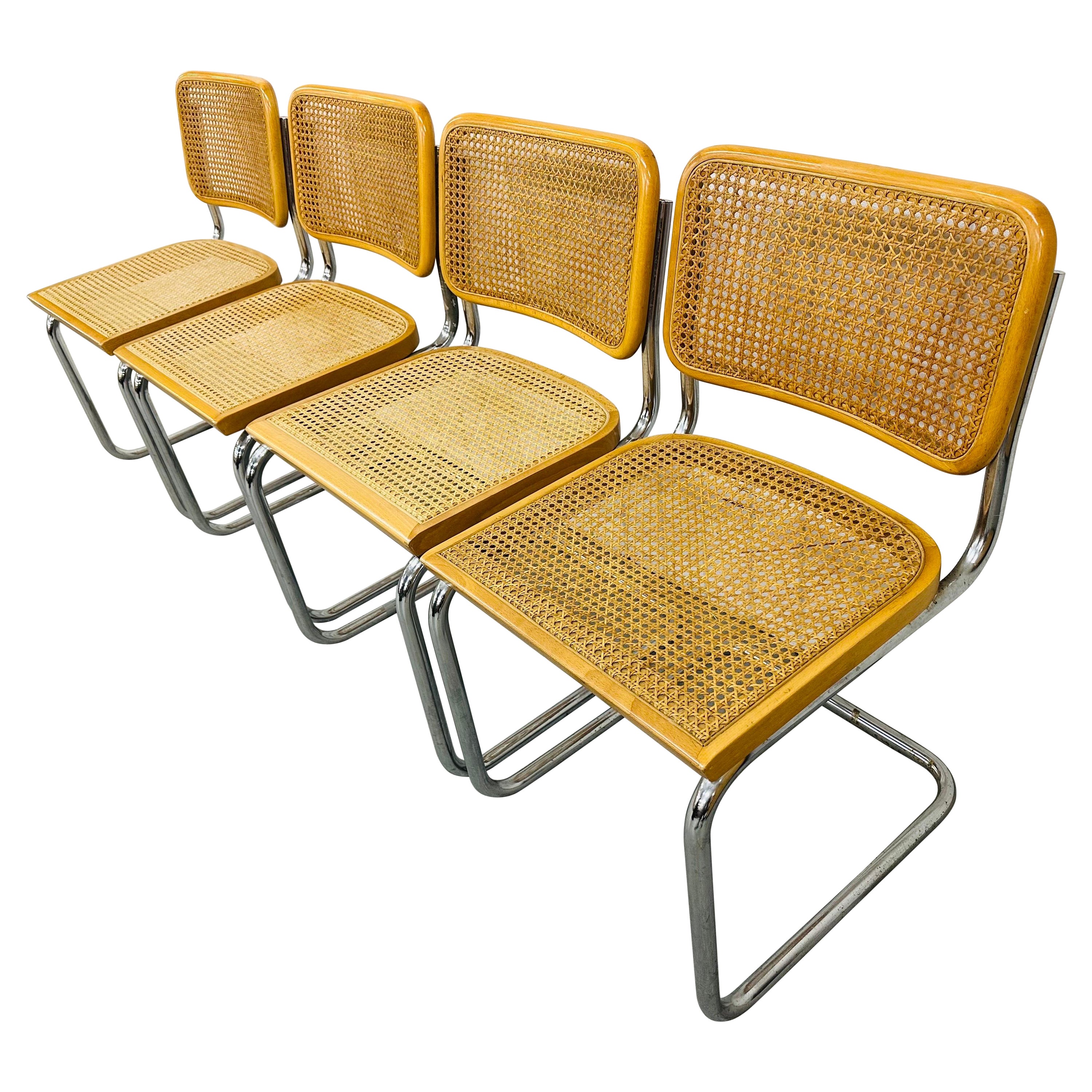 Vintage Italian Modern Cesca Cane Dining Chairs - Set of 4
