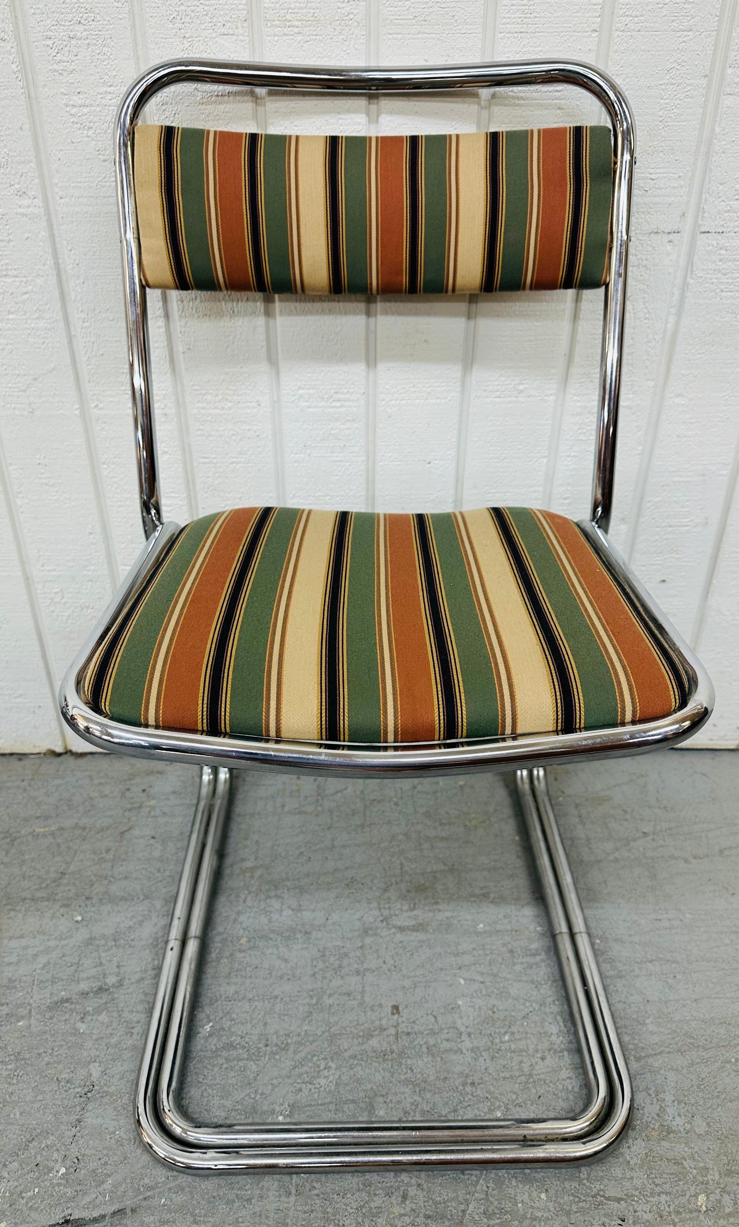 Vintage Italian Modern Chrome Tubular Dining Chairs - Set of 6 In Good Condition In Clarksboro, NJ