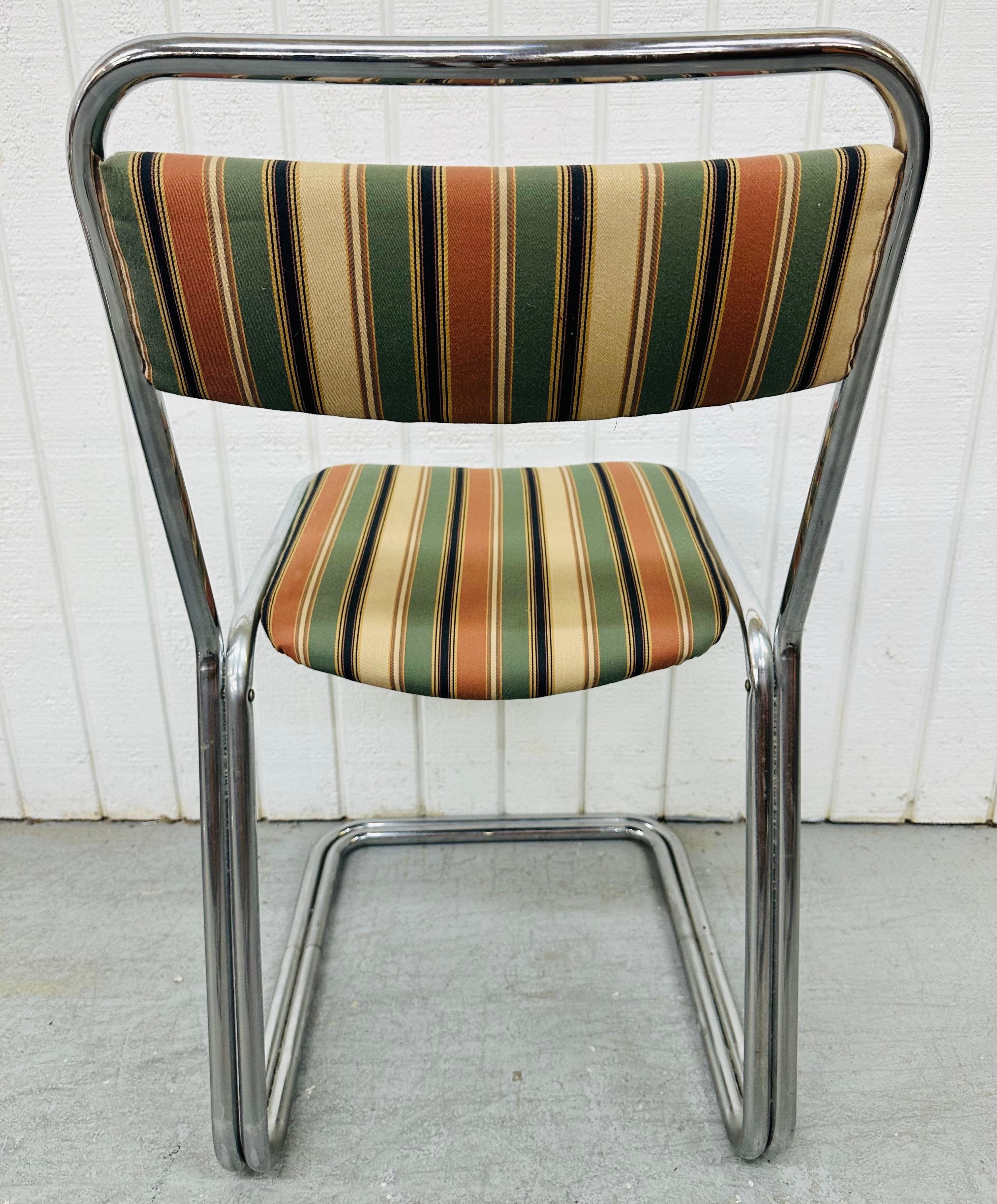 Upholstery Vintage Italian Modern Chrome Tubular Dining Chairs - Set of 6