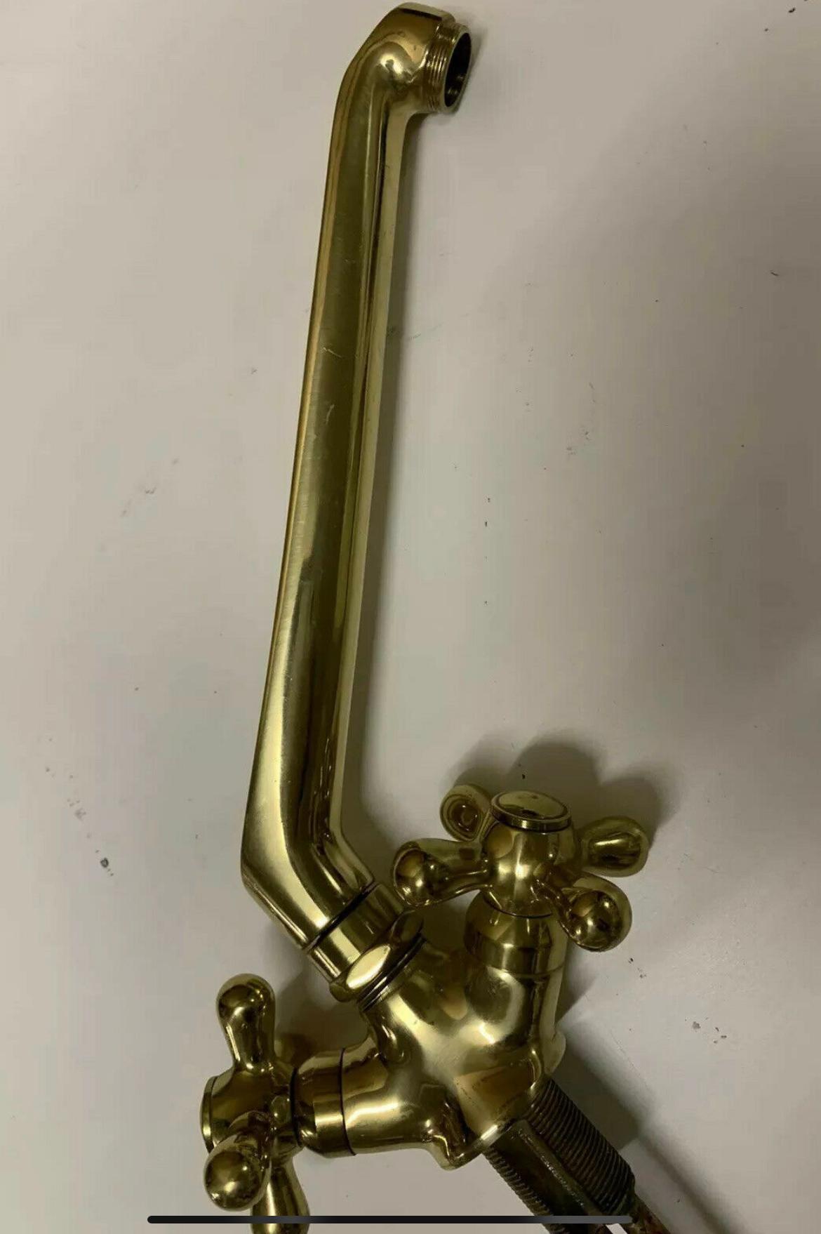 Vintage Italian Modern Fantini Brass Faucet, Deck-Mount, Kitchen Fixture, 1970s 2