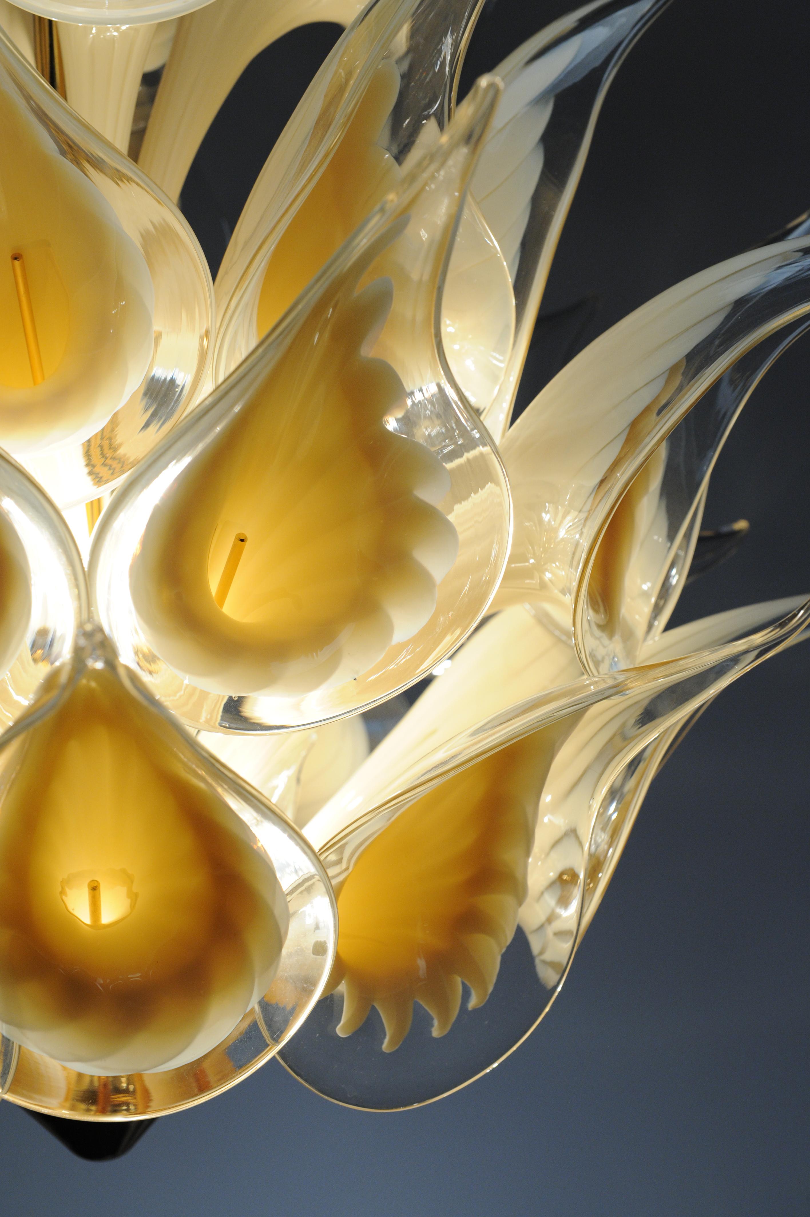 Mid-Century Modern Vintage Italian Modern Glass Murano Lily Flower Chandelier