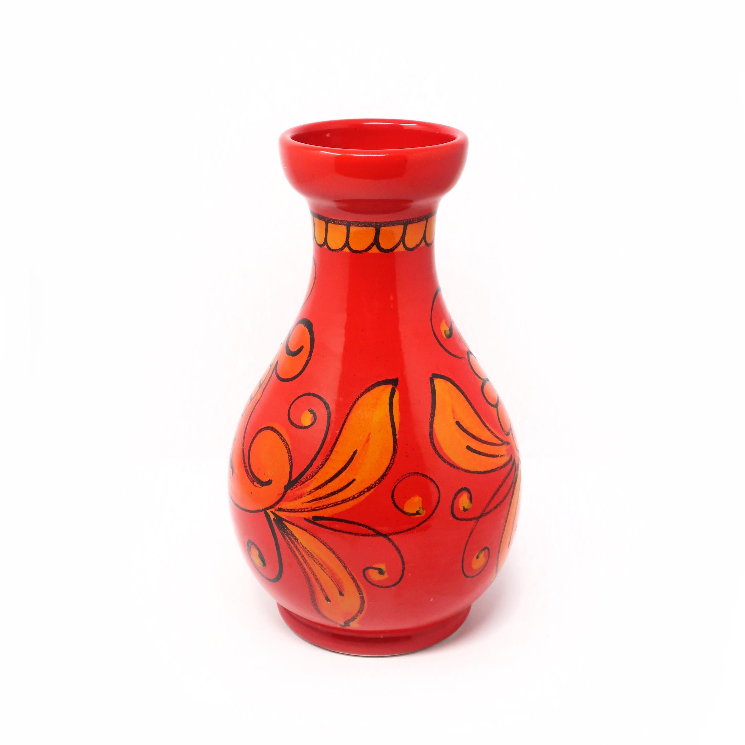 Mid-Century Modern Vase italien moderne vintage en céramique rouge de Bitossi en vente
